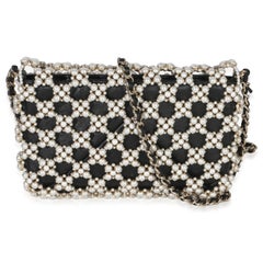 Chanel Black Gold Metal Pearl Embellished Mini Flap Bag