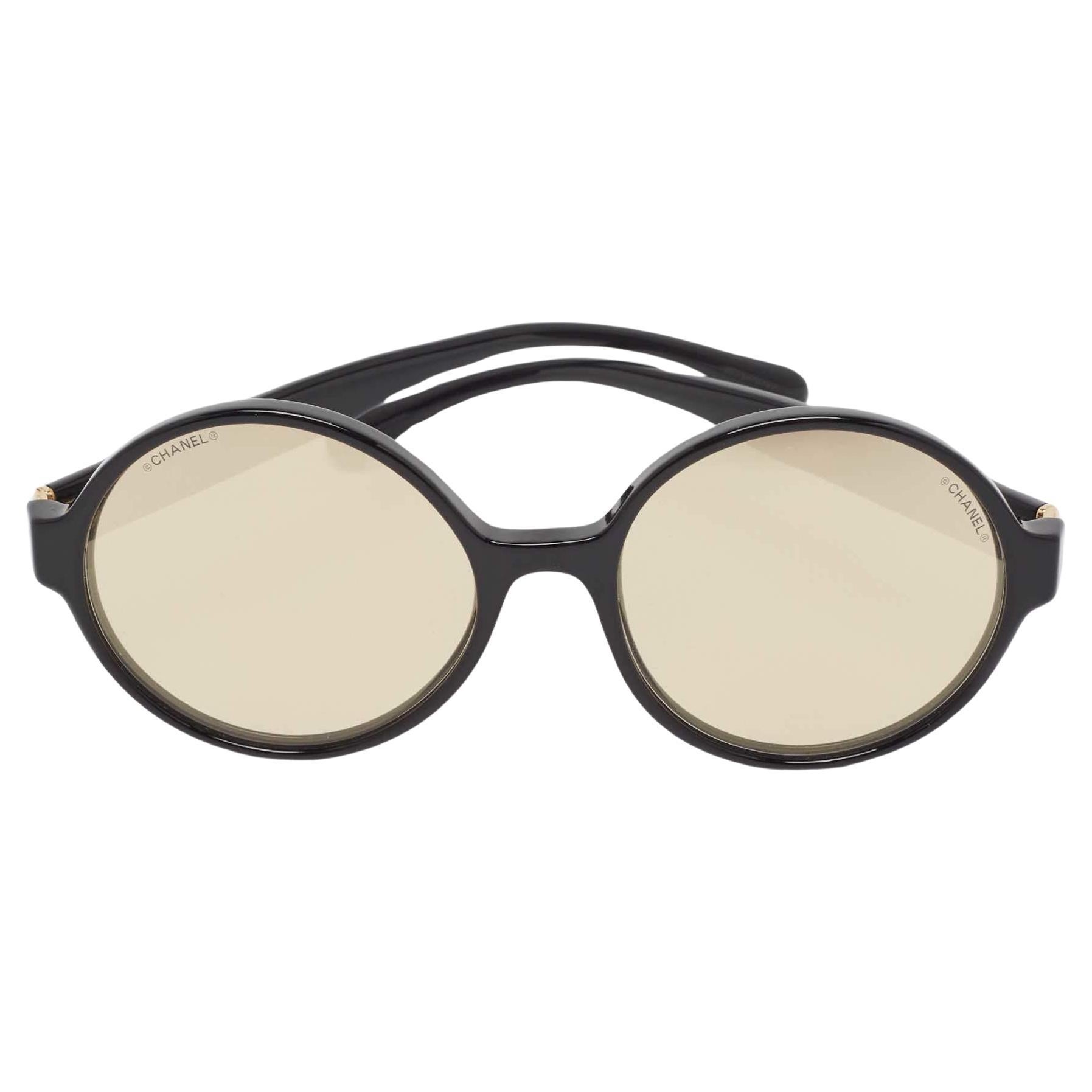 Chanel Black/Gold Mirrored 71311 Round Sunglasses