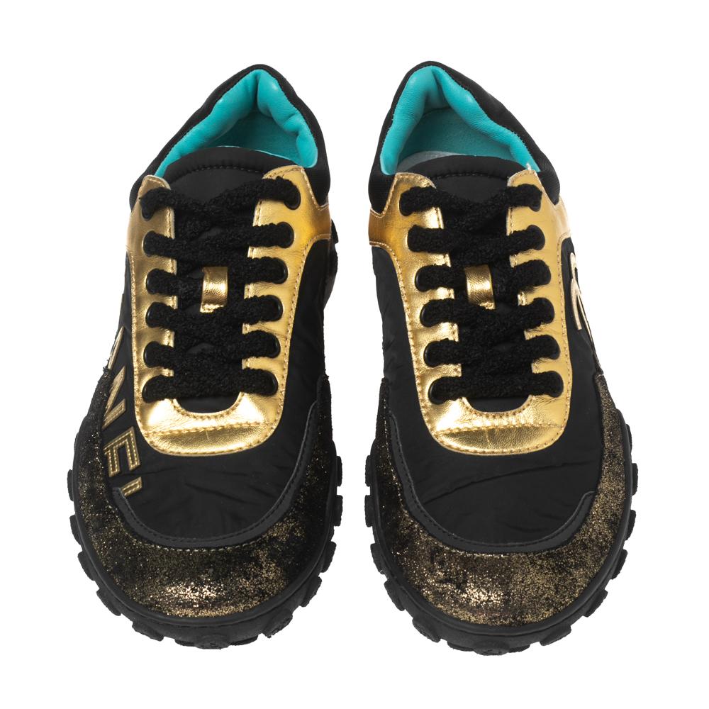 black and gold chanel sneakers