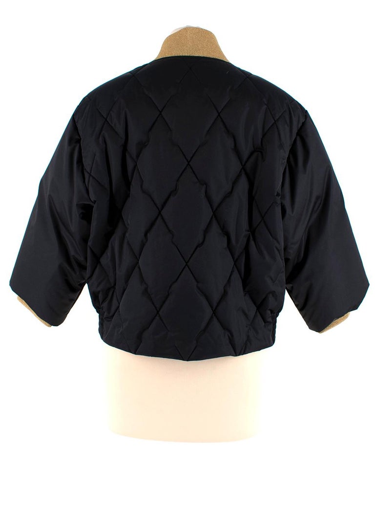Chanel Black and Gold Nylon Quilted Down Cropped Jacket - Size US 4 at  1stDibs