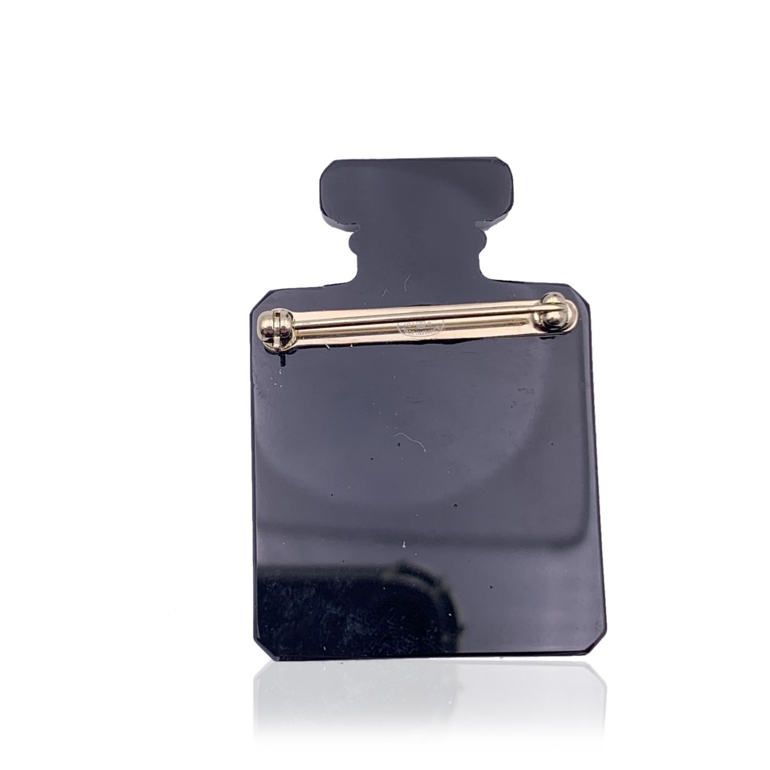 Chanel Black Gold Resin Glitter Chanel No. 5 Parfum Brooch Pin 3