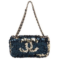 Chanel Black & Gold Sequins Evening Bag