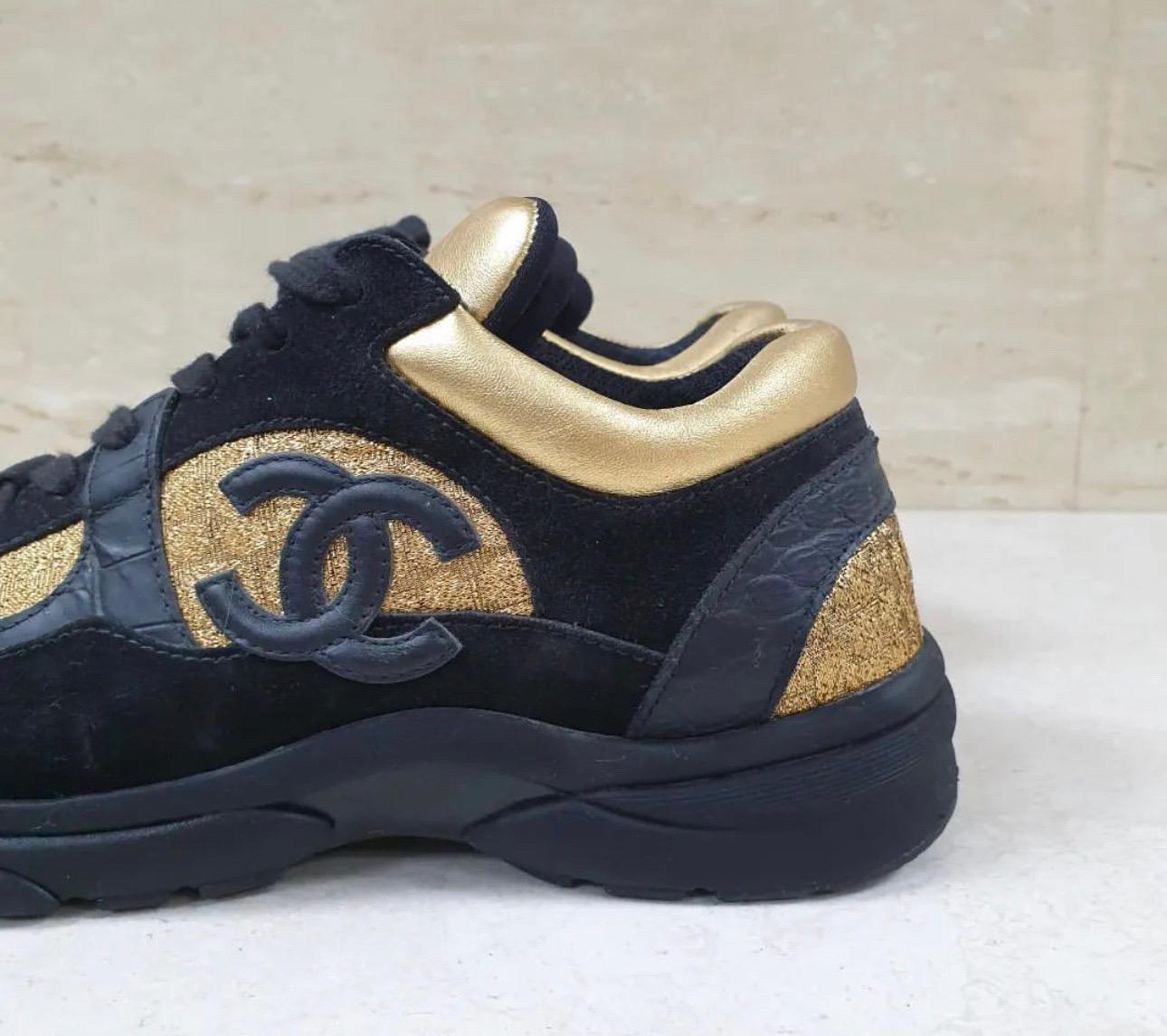 black and gold chanel sneakers