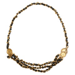 Chanel Black & Gold-Tone Triple Strand Chain Belt