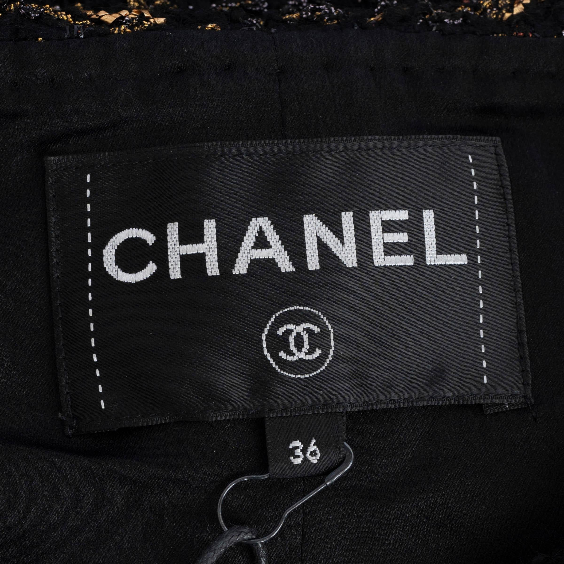 CHANEL black gold wool 2019 19A NEW York OVERSIZED LUREX TWEED Jacket 36 XS For Sale 2