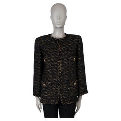 CHANEL black gold wool 2019 19A NEW York OVERSIZED LUREX TWEED Jacket 36 XS