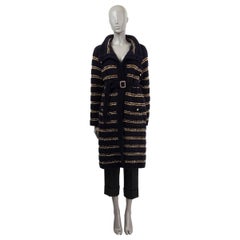 CHANEL black & gold wool 2020 RUE CAMBONE STRIPED KNIT Coat Jacket 38 S 20A