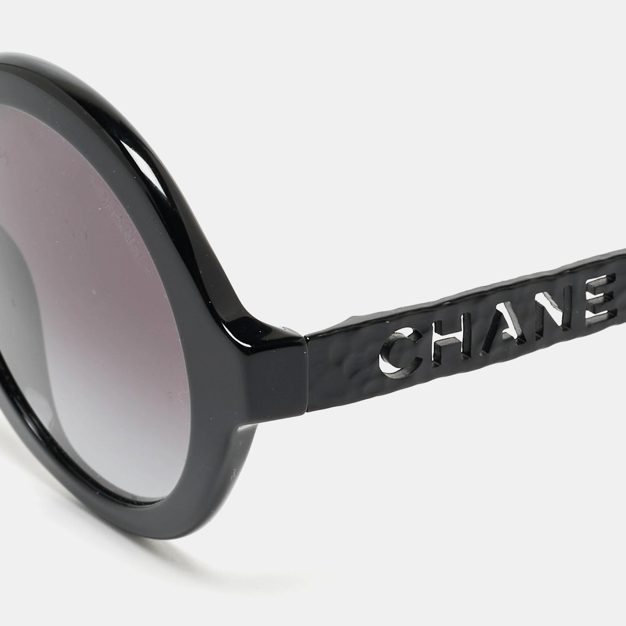 Women's Chanel Black Gradient Acetate Round Sunglasses