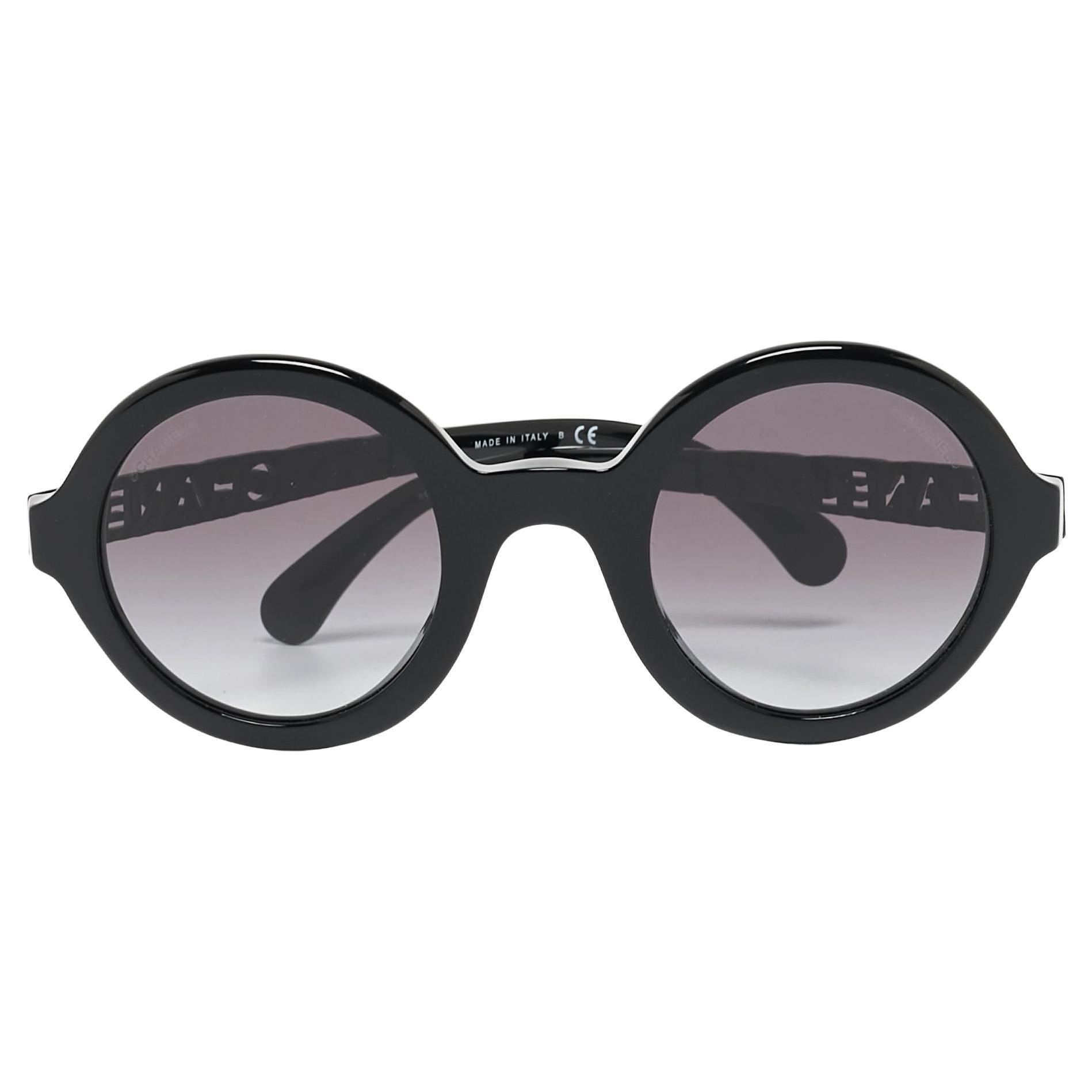 Chanel Black Gradient Acetate Round Sunglasses