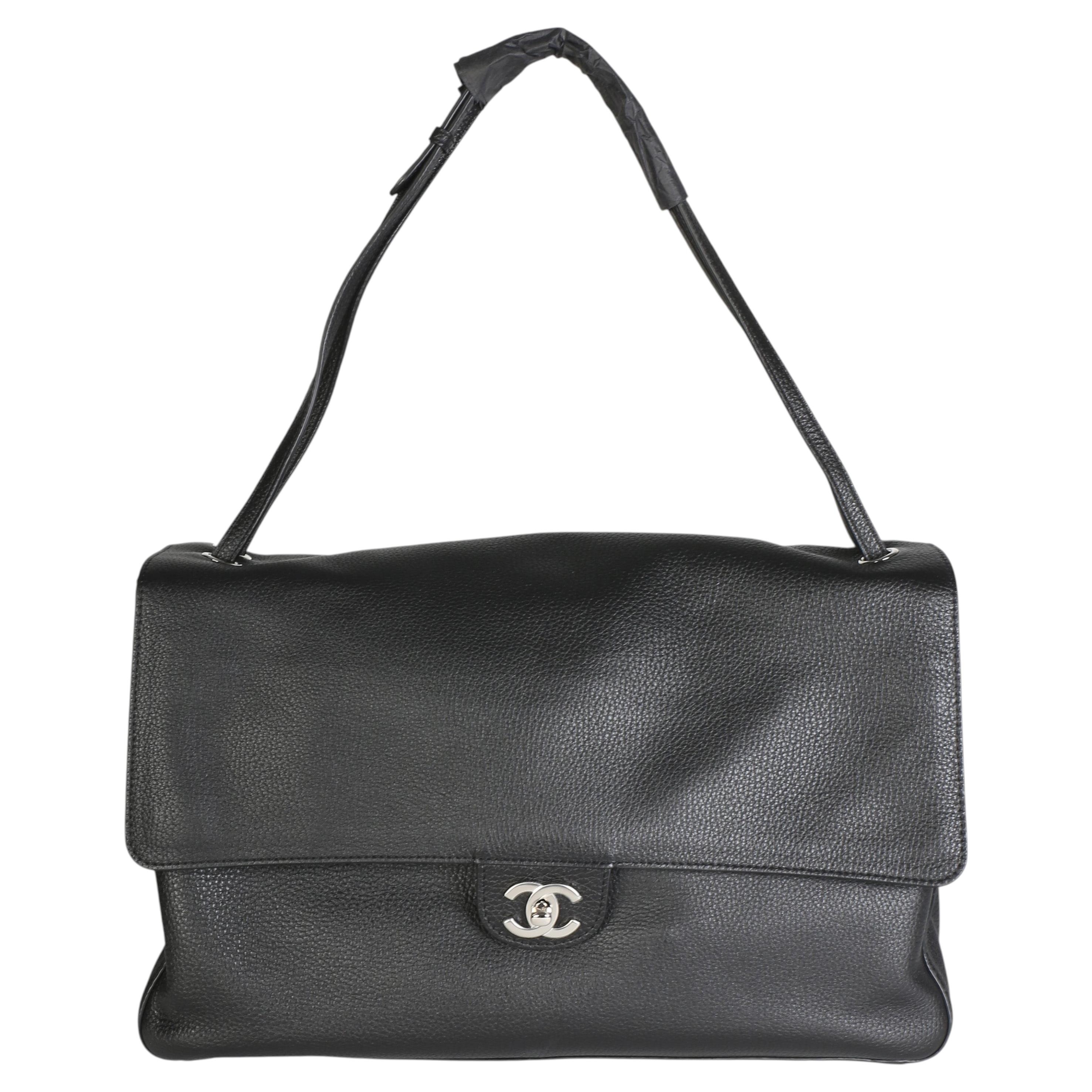Chanel Black Grained Calfskin Souplissimo Maxi Flap Bag