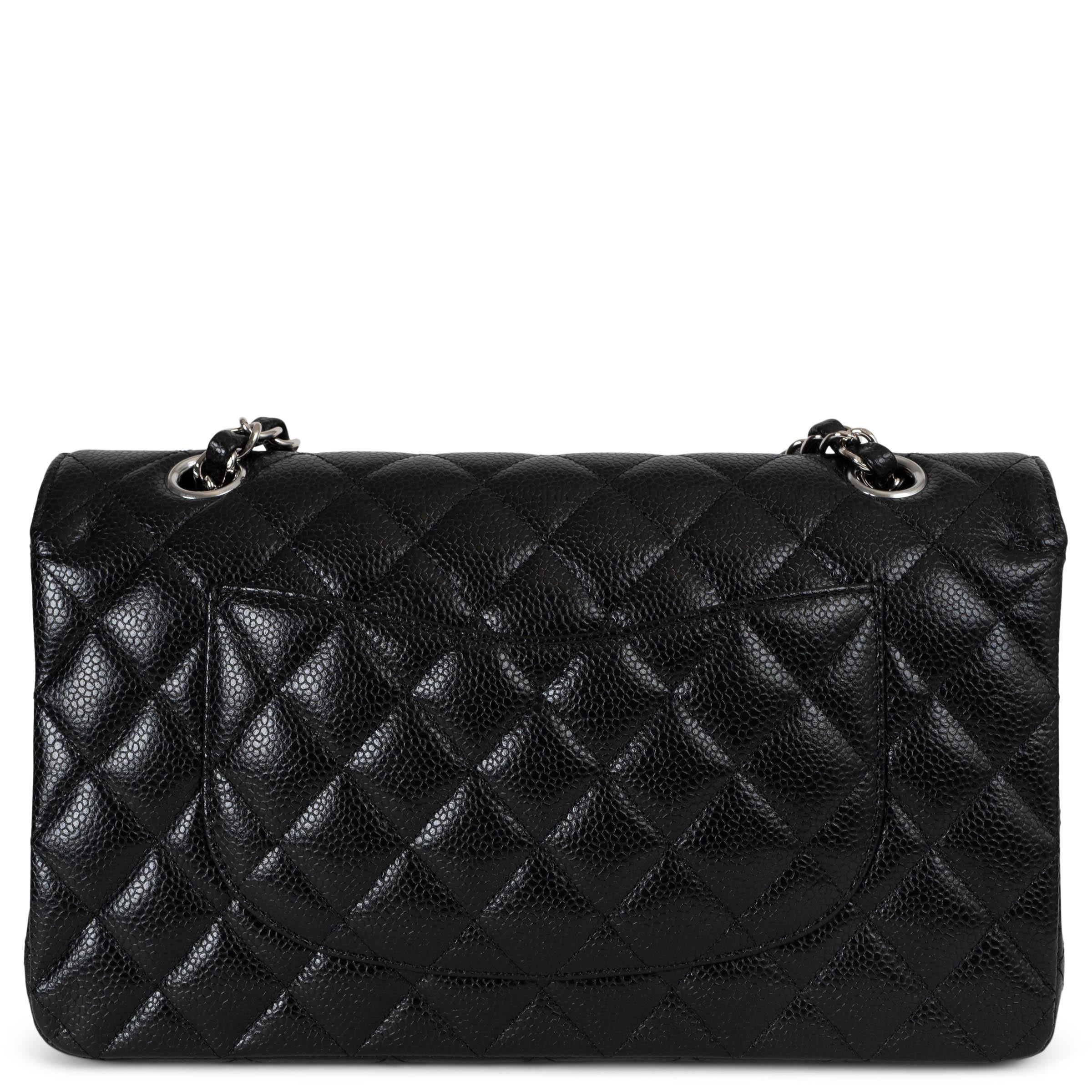 CHANEL schwarz genarbtes Leder CLASSIC 11.12 MEDIUM Tasche (Schwarz) im Angebot
