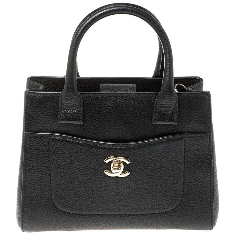 Chanel Black Grained Leather Mini Neo Executive Shopping Tote at 1stDibs
