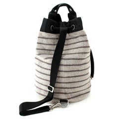 Chanel Black Gray CC Bucket Top Handle Travel Slingback Backpack Shoulder Bag