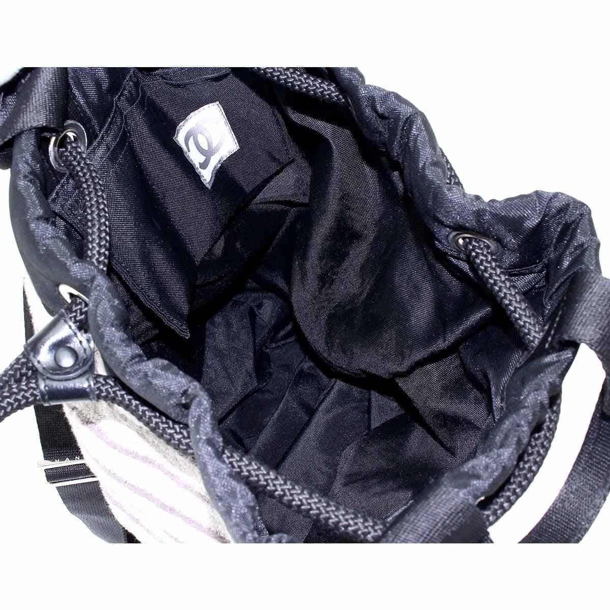 Chanel Black Gray CC Bucket Top Handle Travel Slingback Backpack Shoulder Bag 2