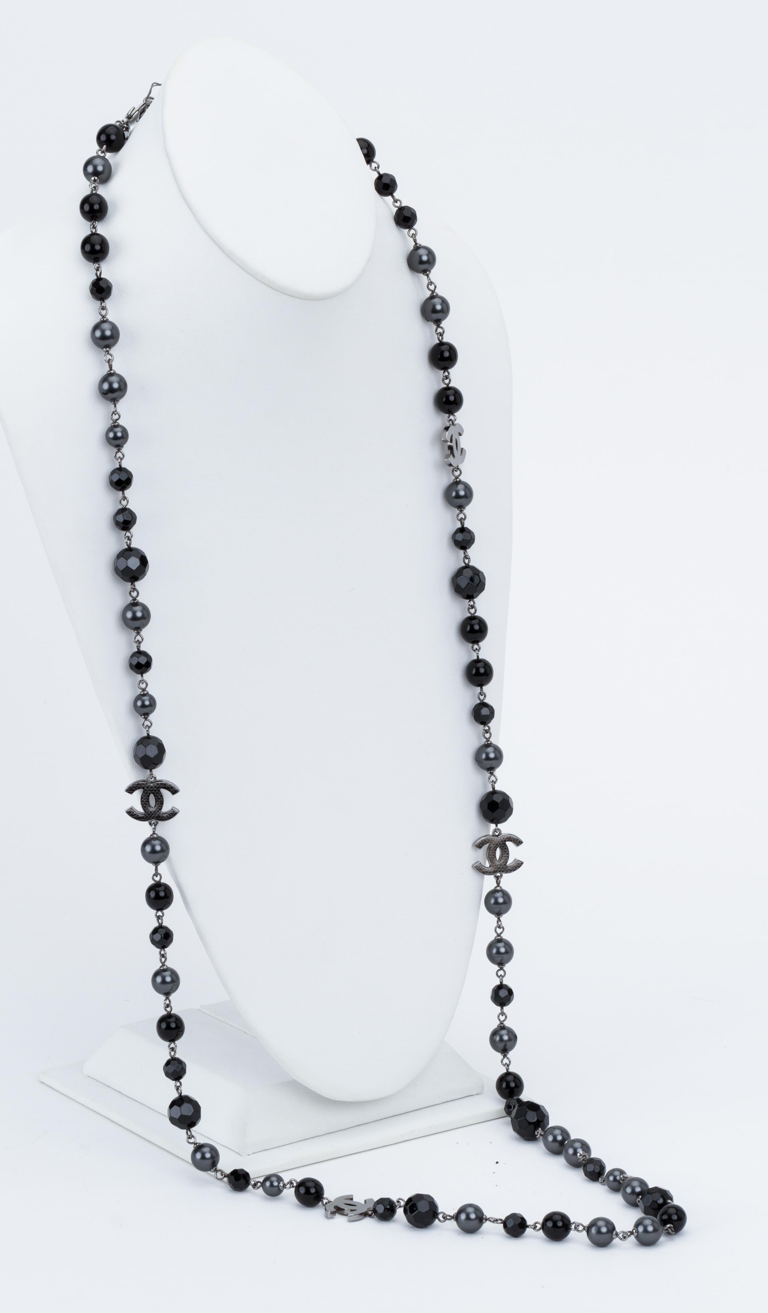 Chanel Black & Gray Sautoir Necklace 1