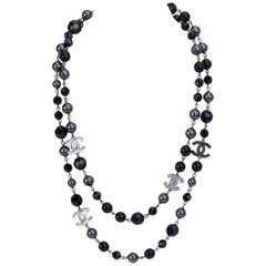 Chanel Black & Gray Sautoir Necklace