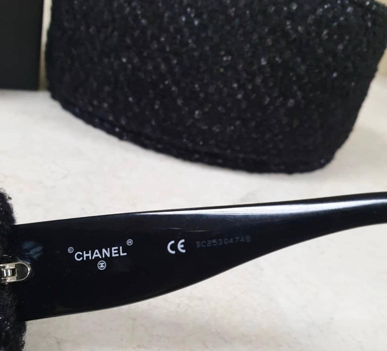 Chanel Black Gray Shield Sunglasses 1
