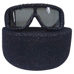 Chanel Black Gray Shield Sunglasses