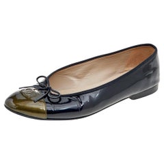 Chanel Shoe Size 41 Black Canvas Bow Tie Interlocking CC Textured Flats