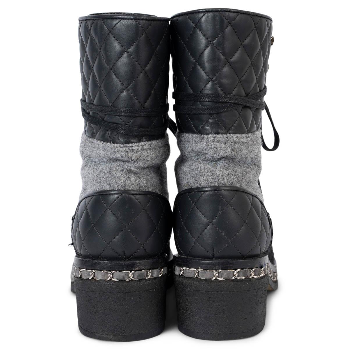 CHANEL noir et gris 2016 16B FELT & TWEED Chaussures LACE-UP 37 1