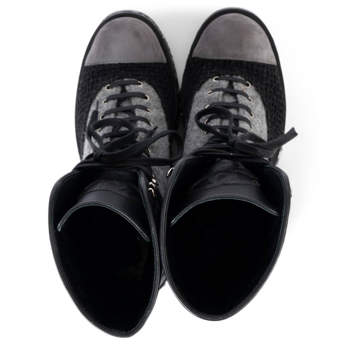 CHANEL noir et gris 2016 16B FELT & TWEED Chaussures LACE-UP 37 2