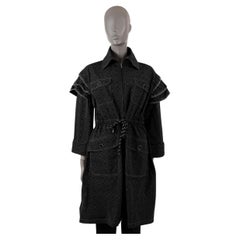 CHANEL black & grey 2018 18S LOGO PARKA Coat Jacket 40 M