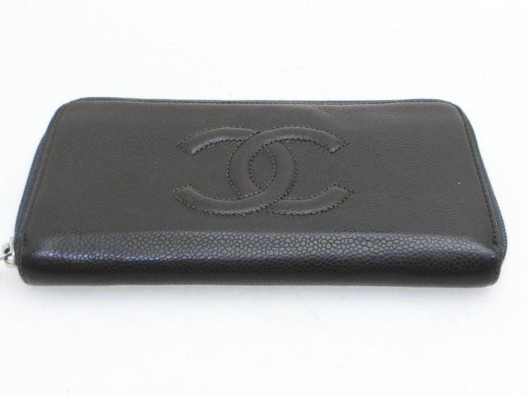 Chanel Black/Grey Caviar Timeless L-gusset Zip 226745 Wallet For Sale ...