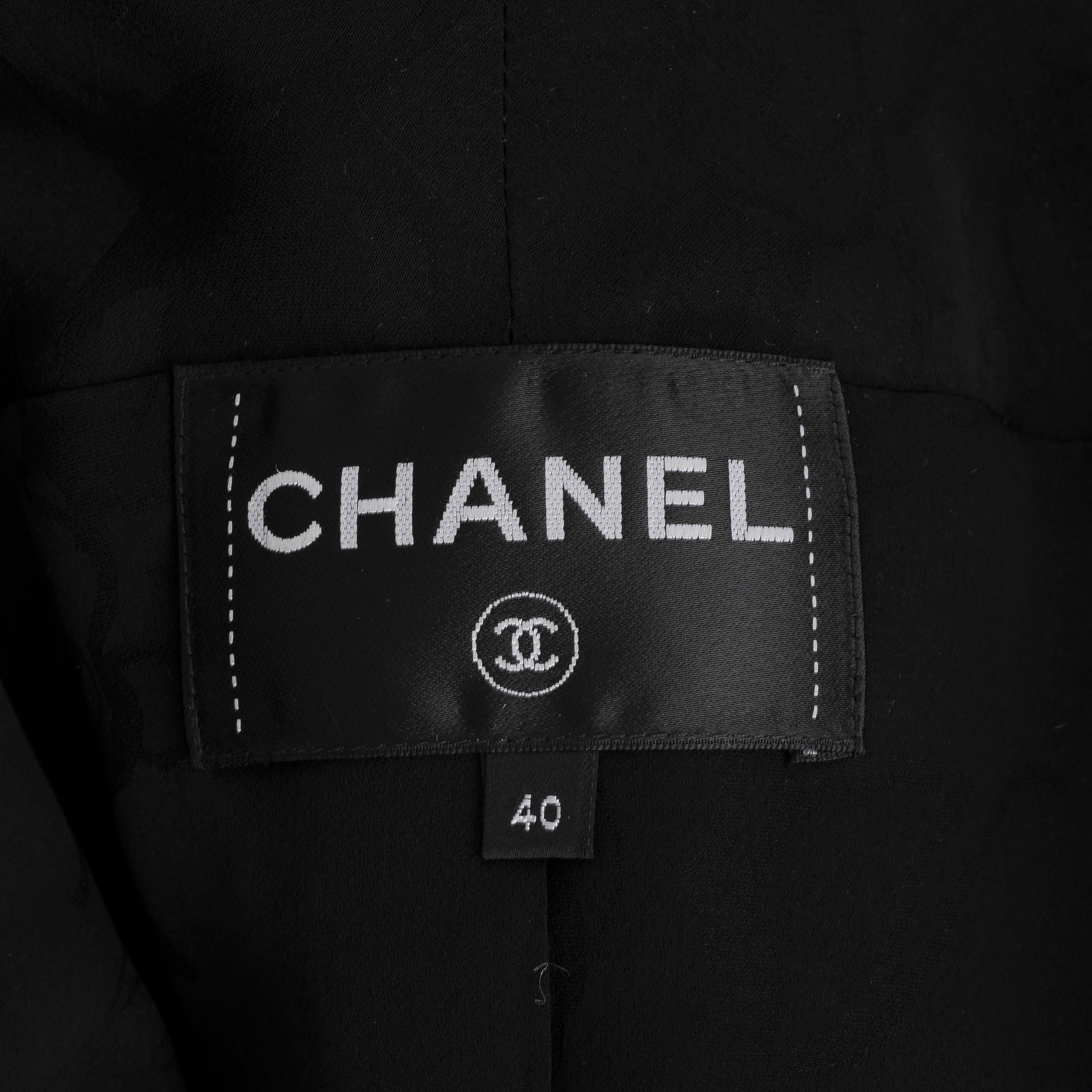 Chanel giacca in cotone nero e grigio 17S VELCRO STRAP TWEED 40 M. in vendita 2