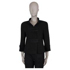CHANEL black & grey cotton 17S VELCRO STRAP TWEED Jacket 40 M