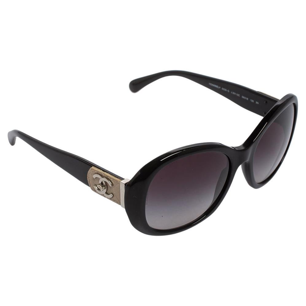 Chanel - Square Sunglasses - Black Gold Gray Gradient - Chanel