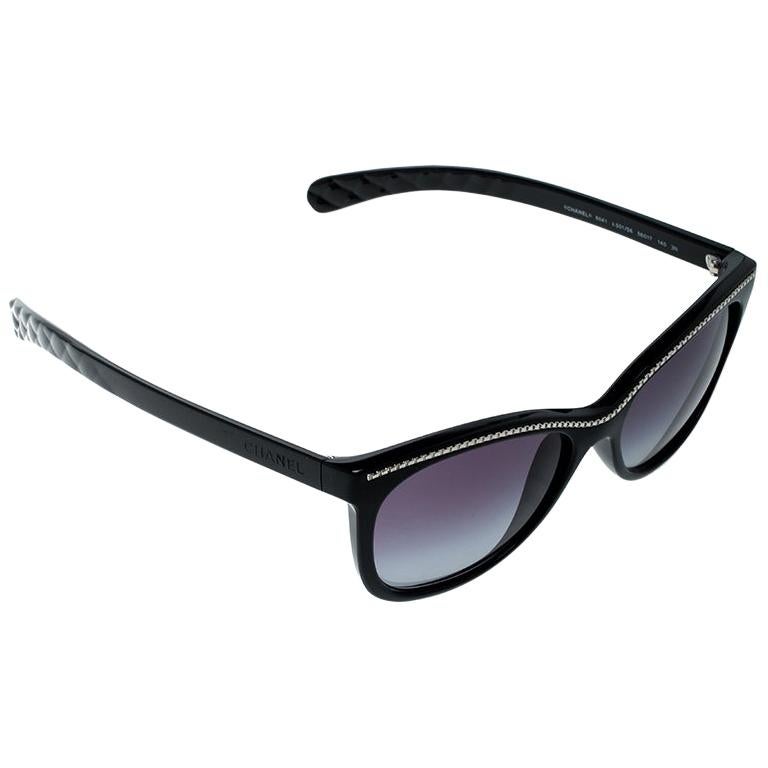 Chanel Black/Grey Gradient 6041 Cat Eye Sunglasses For Sale at 1stDibs