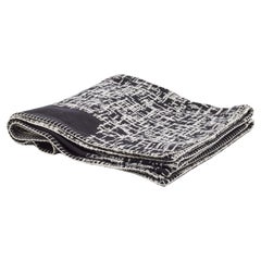 Chanel Black/Grey Patterned Lurex Wool Knit Reversible Throw Blanket