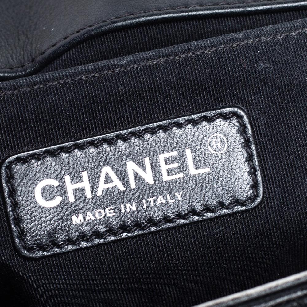 Chanel Black/Grey Quilted Leather Medium Boy Studded Flap Bag 3