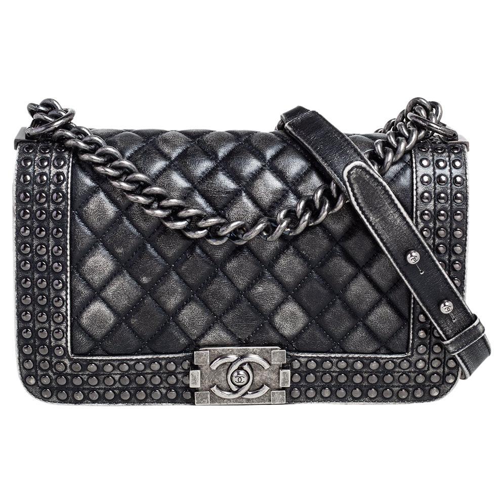Chanel Black Chevron Quilted Leather Large Boy Shopper Tote For Sale at  1stDibs