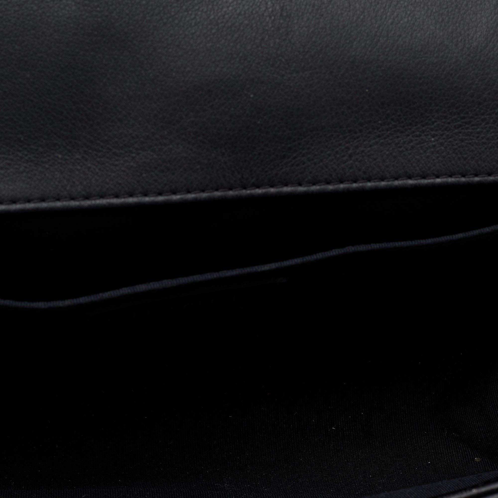 Chanel Black/Grey Quilted Leather Medium Studded Boy Bag 6
