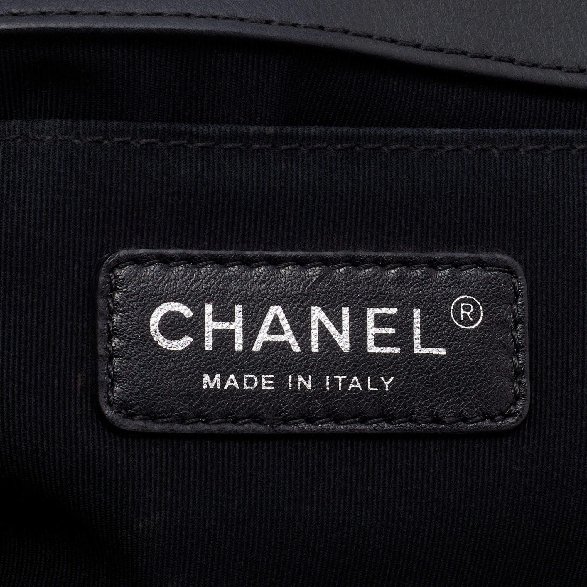 Chanel Black/Grey Quilted Leather Medium Studded Boy Bag 5