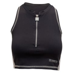 Chanel Black & Grey Sleeveless Nylon Crop Top