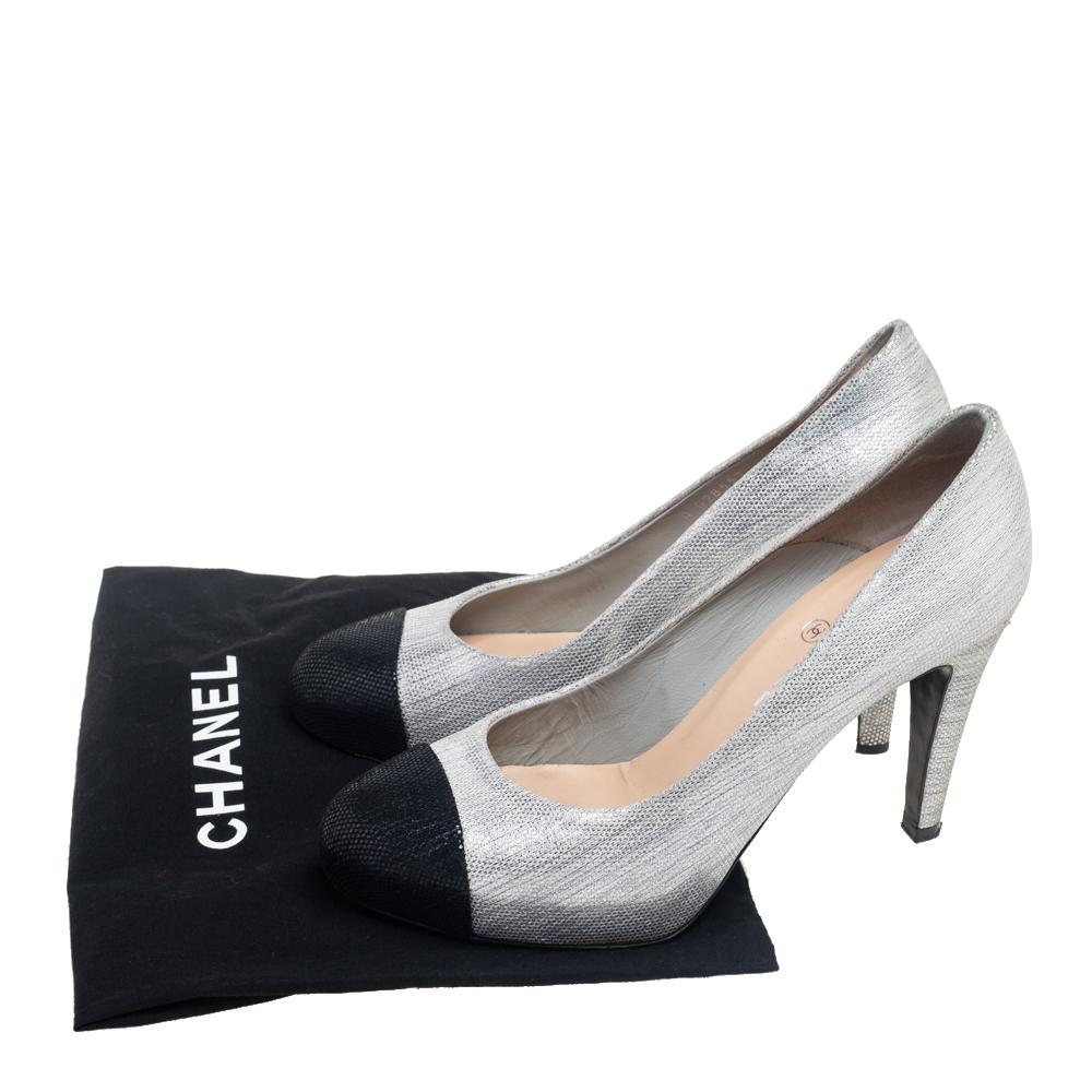 Gray Chanel Black/Grey Suede Cap Toe Pumps Size 38