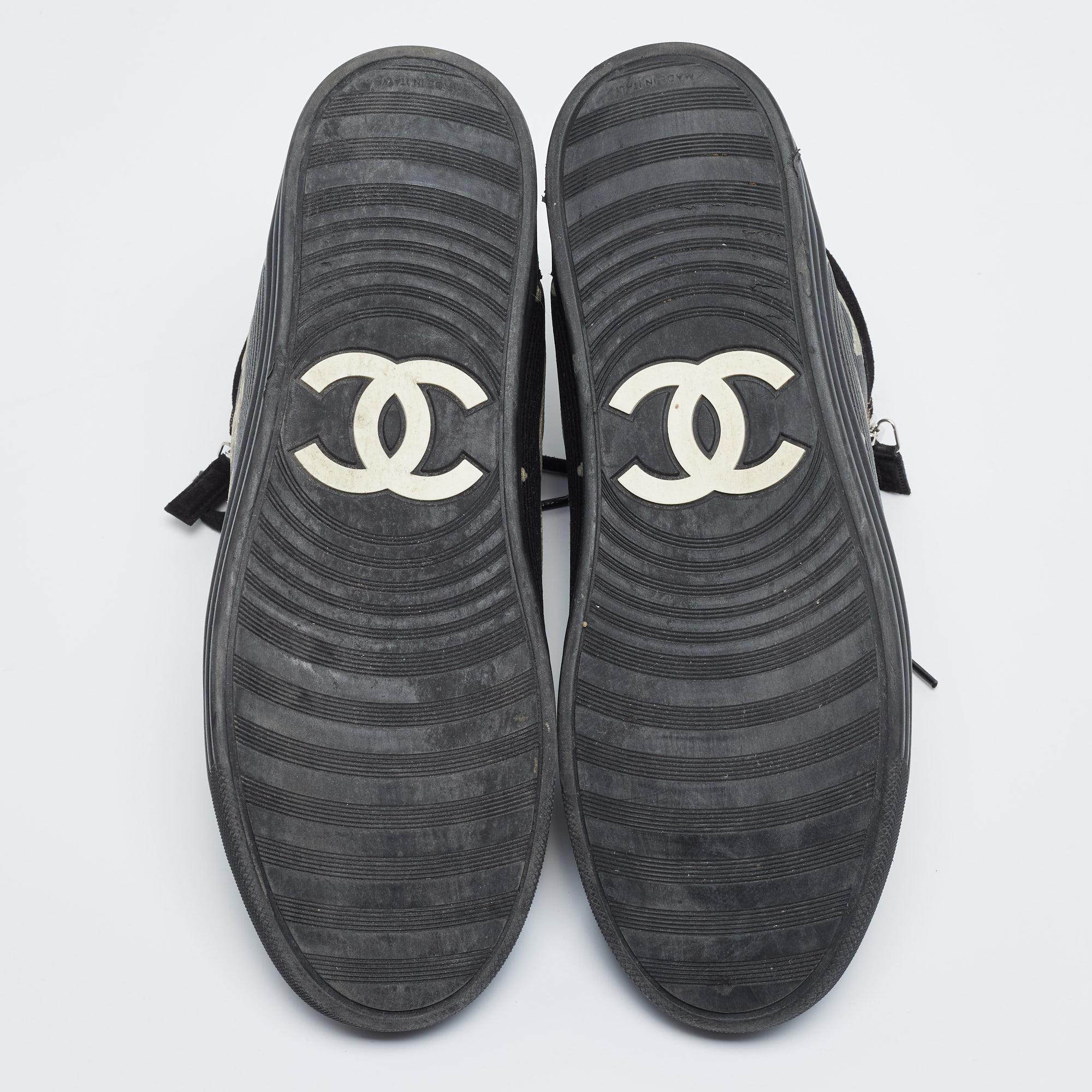 black and gray chanel sneakers
