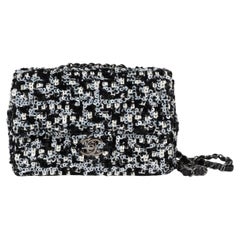 CHANEL noir gris blanc 20K SEQUIN CLASSIC MINI FLAP Bag