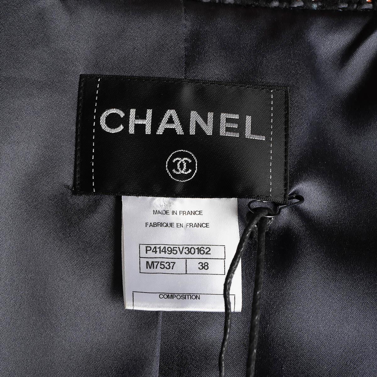 CHANEL black & grey wool 2011 11A BYCANCE TWEED Peacoat Jacket 38 S For Sale 4