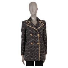 CHANEL black & grey wool 2011 11A BYCANCE TWEED Peacoat Jacket 38 S