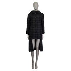 CHANEL black & grey wool 2013 HIGH-LOW OVERSIZED PLAID TWEED Coat Jacket 36 XS