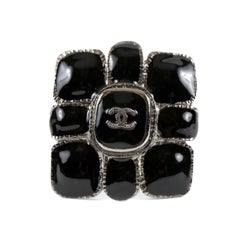 Chanel Black Gripoix CC Flower Pin