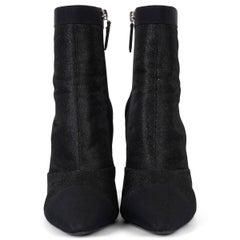 CHANEL black grosgrain 2017 17B LUREX Ankle Boots Shoes 38