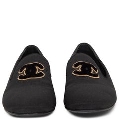 Chaussures Chanel noires GROSGRAIN 2017 CC MOCCASIN Loafers 38,5