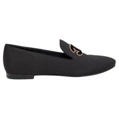 CHANEL black GROSGRAIN 2017 CC MOCCASIN Loafers Shoes 38.5