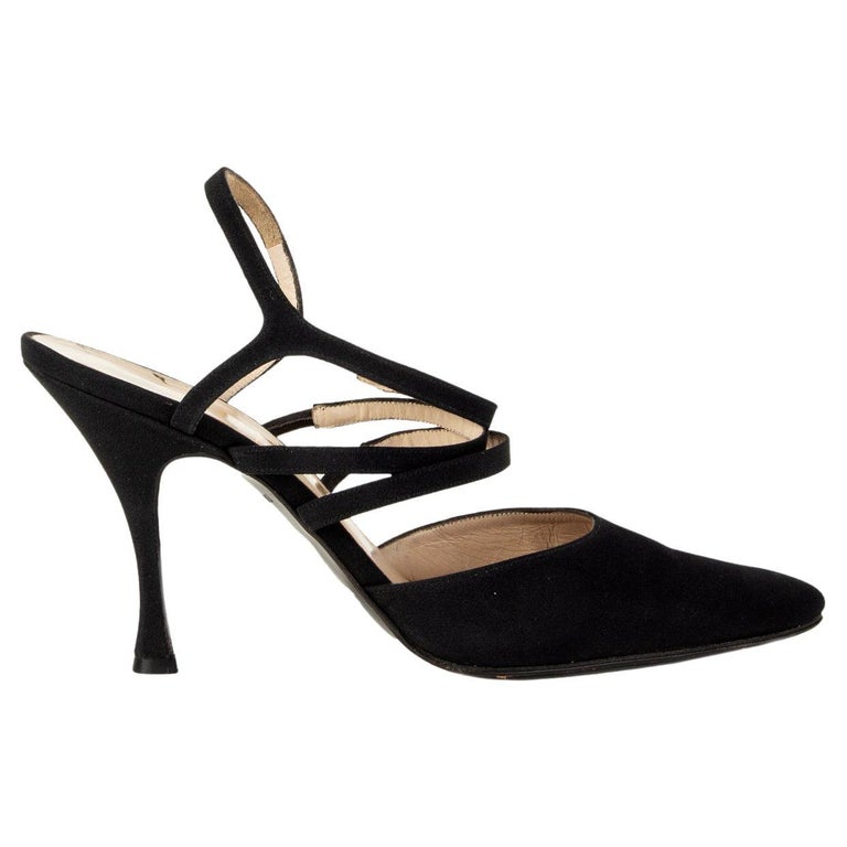CHANEL black GROSGRAIN STRAPPY MULES Pumps Shoes 38 at 1stDibs