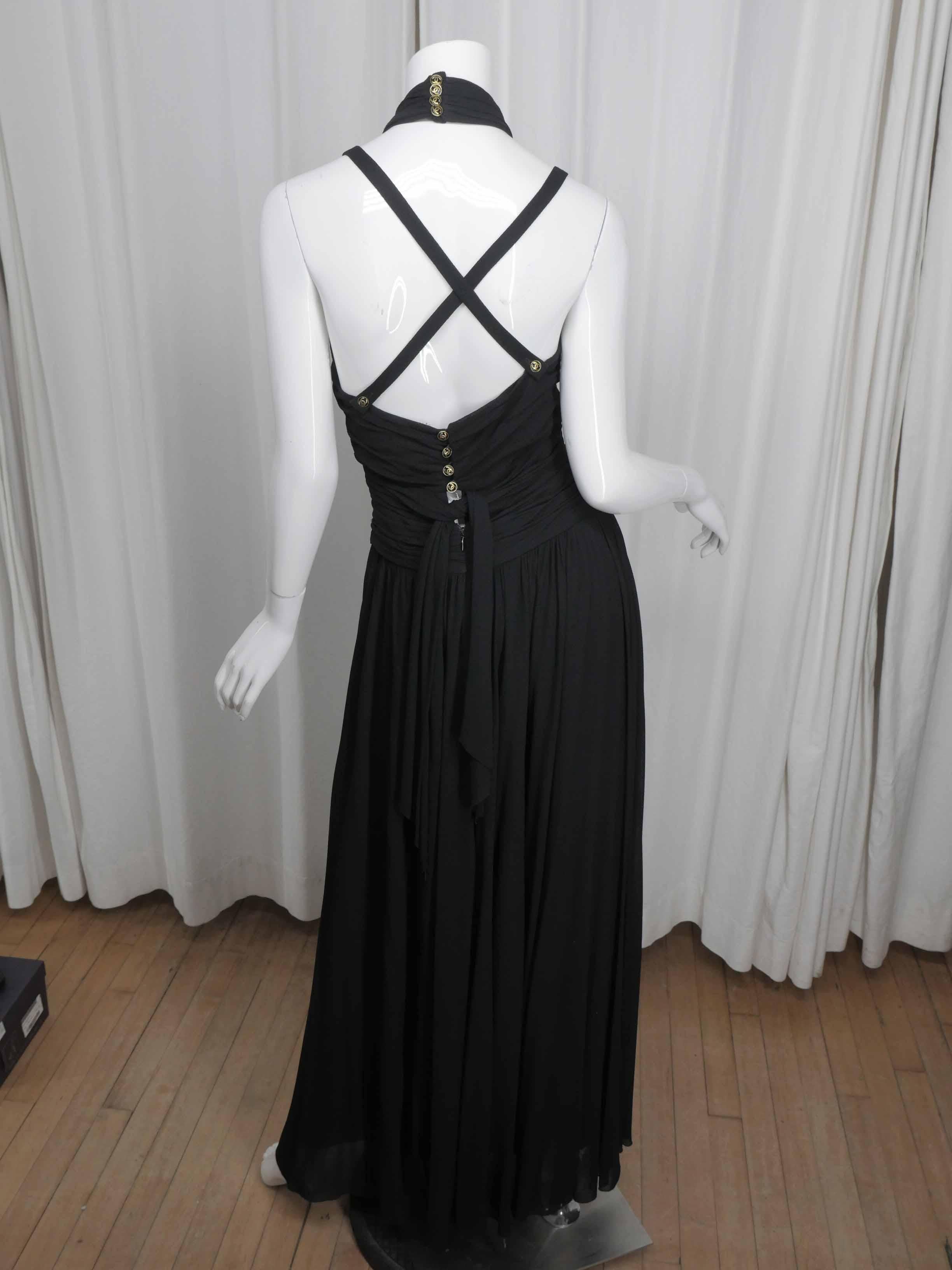 Chanel Boutique Black Halter Neck Gown circa 1995 3