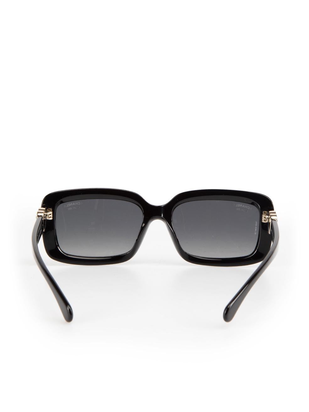 Women's Chanel Black Heart Logo Rectangle Sunglasses